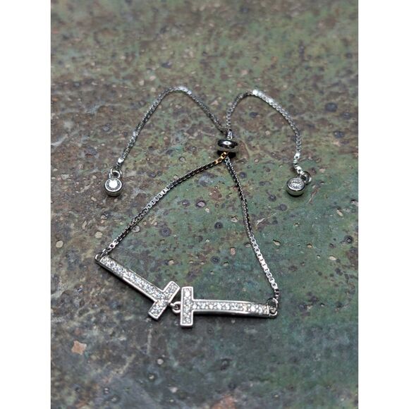 Adjustable 925 Sterling Silver Bracelet – Sparkling CZ Accents – Elegant Fit - Picture 4 of 7